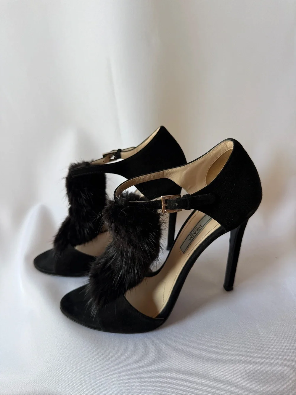 Prada Black Mink Fur High Heels